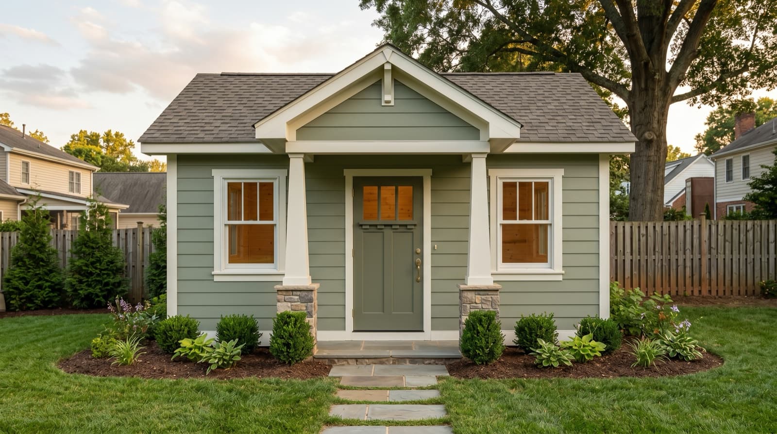 Custom craftsman-style shed built on site in Charlotte, NC
