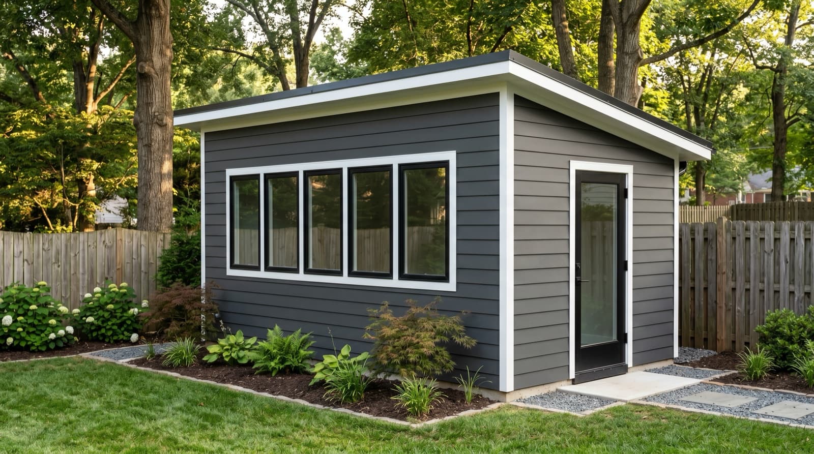Modern backyard studio shed in Charlotte