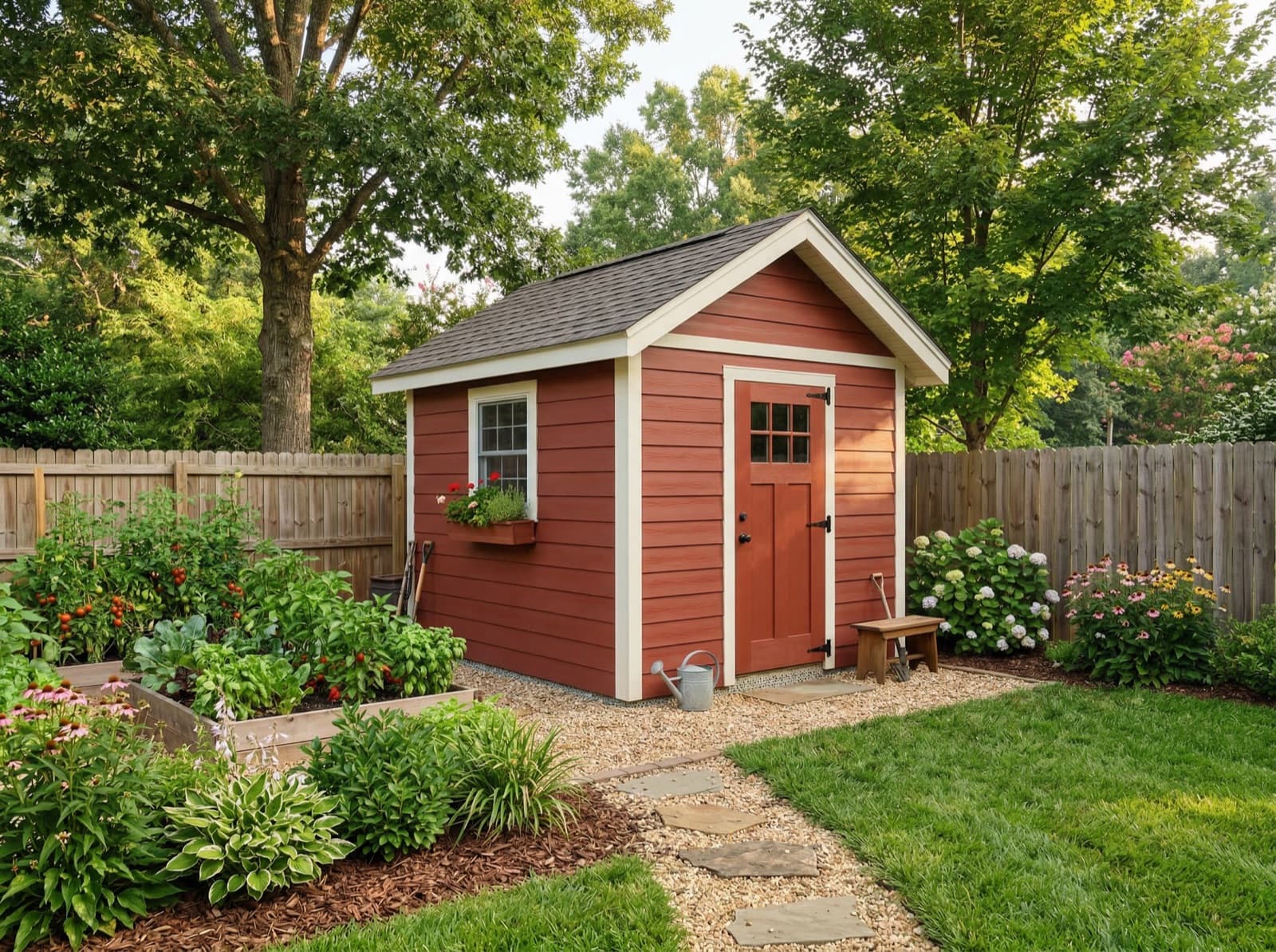 Compact garden shed in Charlotte backyard